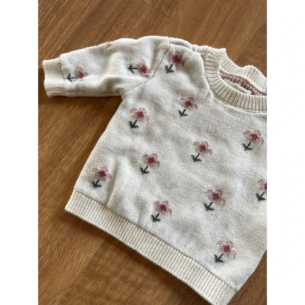 CARTERS little planet organic Baby Girls Floral Knit Sweater Long Sleeve